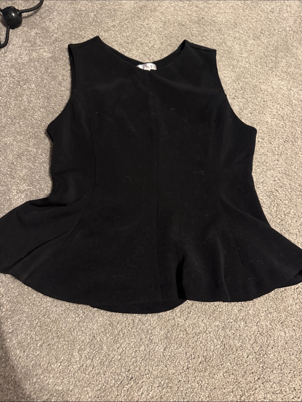 nine britton Black Sleeveless Peplum Top